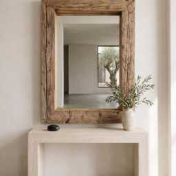 Rustic Reclaimed Wood Wall Mirror - Modern Farmhouse Rectangular - thumbnail 2