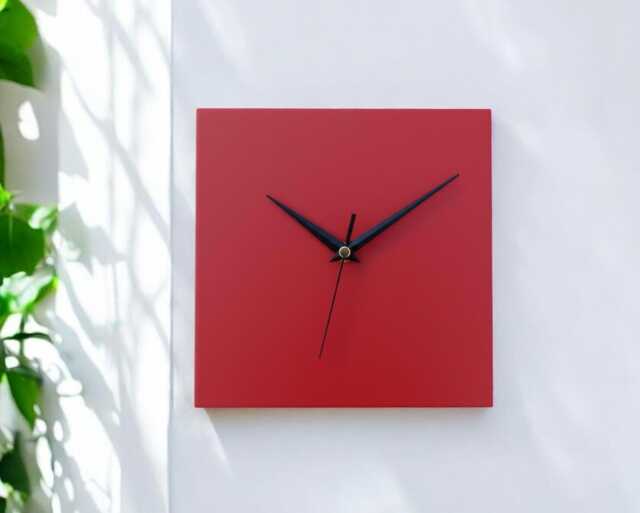 Modern Minimalist Red Square Wall Clock - Non-Ticking/Sweeping Hands - image 1