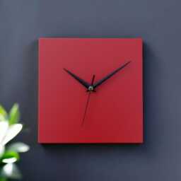 Modern Minimalist Red Square Wall Clock - Non-Ticking/Sweeping Hands - thumbnail 2