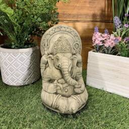 Stone Garden Ganesh Elephant God Cute Buddha Statue Ornament - thumbnail 3