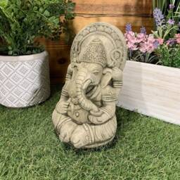Stone Garden Ganesh Elephant God Cute Buddha Statue Ornament - thumbnail 2