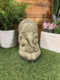 Stone Garden Ganesh Elephant God Cute Buddha Statue Ornament - thumbnail 1
