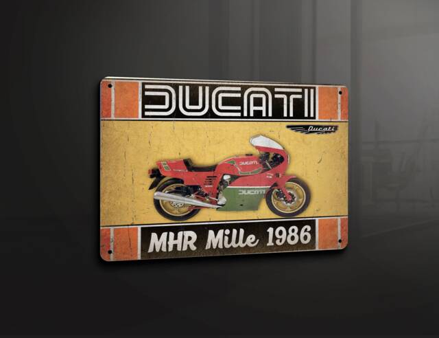 Ducati Mhr Mille 1986 Garage Man Cave Bike Motorcycle Home - Metal Sign Plaque Wall Art Decor Signage