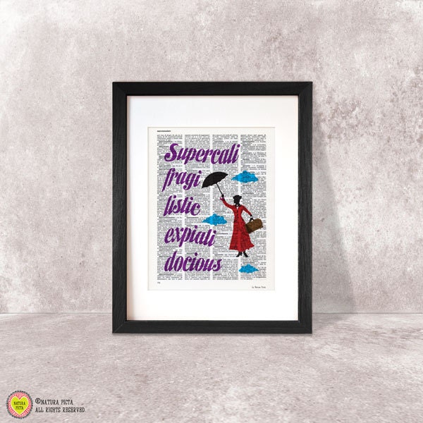 Mary Poppins Dictionary Art Print Supercalifragilisticexpialidocious Nursery Decor - image 1