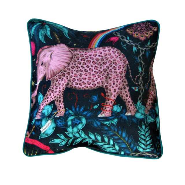 Clarke & Clarke, Elephants Satin Cotton Cushion Cover - image 1