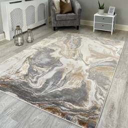 Beige Silver Storm Shimmer Sheen Effect Modern Rug Silky Soft Chic Design Area Mat - thumbnail 2
