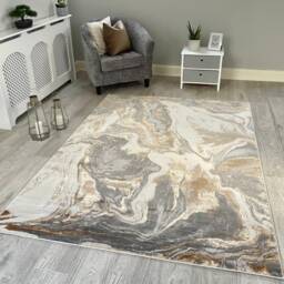 Beige Silver Storm Shimmer Sheen Effect Modern Rug Silky Soft Chic Design Area Mat - thumbnail 3