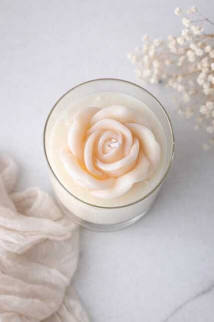 Large Rose Flower Candle Gift, Soy Wax Floral Candle, Gift For Her, Birthday, Wedding, Housewarming Gift, Red White Candle, Scented Candle Gift - image 1