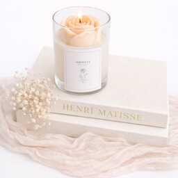 Large Rose Flower Candle Gift, Soy Wax Floral Candle, Gift For Her, Birthday, Wedding, Housewarming Gift, Red White Candle, Scented Candle Gift - thumbnail 3