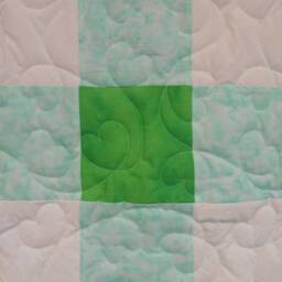 "Handmade Green Gingham Quilt Cotton Youth Blanket - 56"" X 67" - thumbnail 2