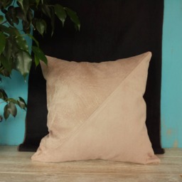 Powder Pink Vegan Leather-Suede Fabric Pillow & Insert - Diagonal Triangle Design Scandinavian Homes Housewarming Gift - thumbnail 3
