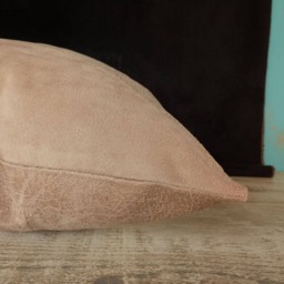 Powder Pink Vegan Leather-Suede Fabric Pillow & Insert - Diagonal Triangle Design Scandinavian Homes Housewarming Gift - thumbnail 4