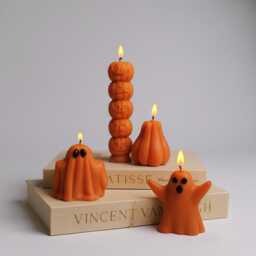 Tall Pumpkin Shaped Taper Candle, Pumpkin Spice Scented Candle, Halloween Candles, Autumn Candle Gift, Fall Decor, Hygge, Cosy Home Decoration - thumbnail 1