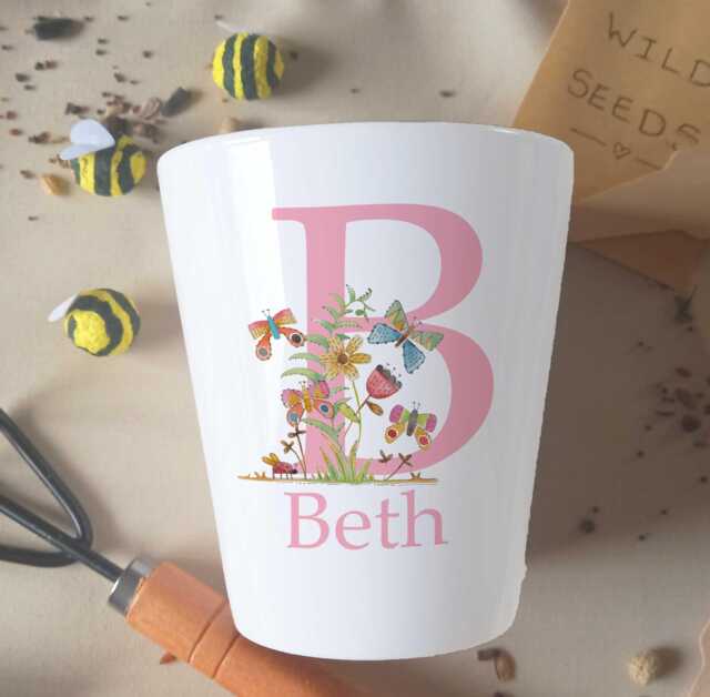 Personalised Ceramic Plant Pot Floral Design, Gift For Mum - image 1