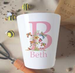 Personalised Ceramic Plant Pot Floral Design, Gift For Mum