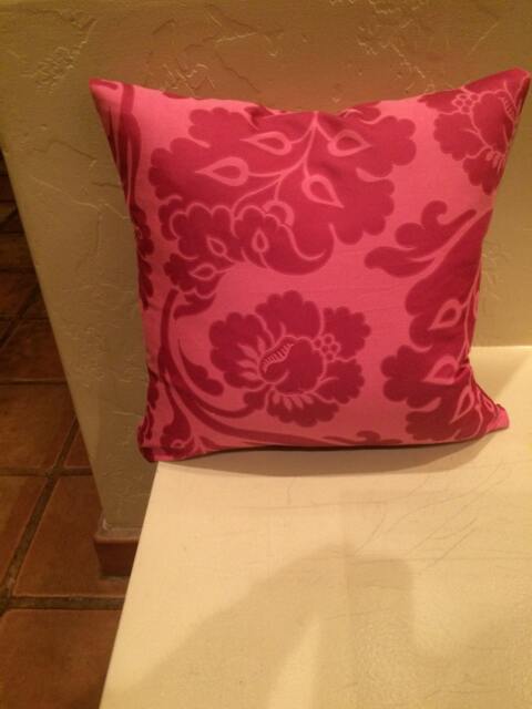 Pink Pillow Cover, Damask Fabric Cover. Decorative Accent Pillow. Throw Sofa Cushion Zipper - image 1