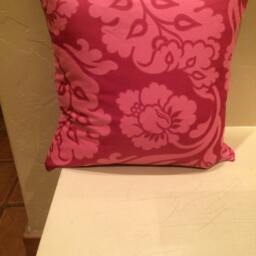 Pink Pillow Cover, Damask Fabric Cover. Decorative Accent Pillow. Throw Sofa Cushion Zipper - thumbnail 2