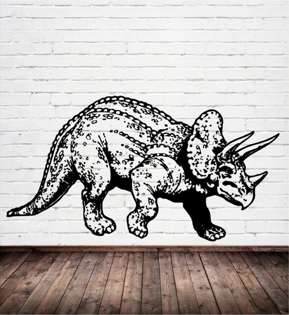 Triceratops Dinosaur Sticker, Vinyl Wall Art Sticker, Transfer, Mural, Stencil, Easy To Apply, Instructions Included, Matt Finish - image 1
