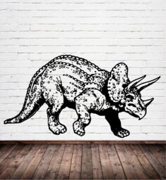 Triceratops Dinosaur Sticker, Vinyl Wall Art Sticker, Transfer, Mural, Stencil, Easy To Apply, Instructions Included, Matt Finish - thumbnail 1
