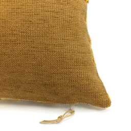 Floral Lumbar Pillow Cover in Yellow & Brown Cut Velvet - 12x20 - thumbnail 4