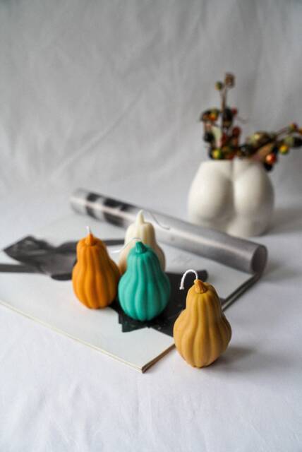 Ember Glow Pumpkin Candle Autumn Home Decor, Soy Wax - image 1