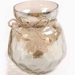 Mercury Toned Smokey Glass Candle Holders - Set Of 2 - thumbnail 2