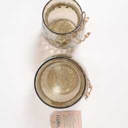 Mercury Toned Smokey Glass Candle Holders - Set Of 2 - thumbnail 4
