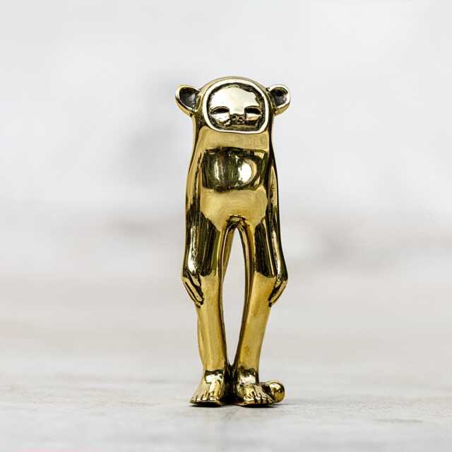 Hand Cast Solid Brass Minky Monkey Figurine Blamo Designer Toy Art - image 1