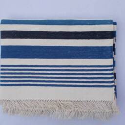 Multiple Sizes Cotton Stripes Handmade Blue & Black Rug - Beautiful Colour - thumbnail 4