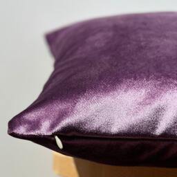 Purple Velvet Pillow Cover, Shiny Plush Accent Cushion, Modern Home Decor - thumbnail 2