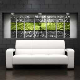 "Large Metal Wall Art ""Cosmic Energy, Green"