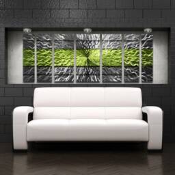 "Large Metal Wall Art ""Cosmic Energy, Green" - thumbnail 2
