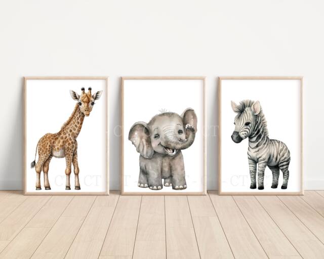 Choose Your Own Safari Animal Jungle Elephant Giraffe Zebra Lion Boys Girls A4 Or A3 Nursery Set Of Unframed Prints Zoo Wild - image 1