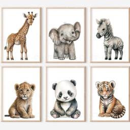 Choose Your Own Safari Animal Jungle Elephant Giraffe Zebra Lion Boys Girls A4 Or A3 Nursery Set Of Unframed Prints Zoo Wild - thumbnail 3