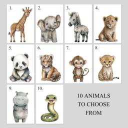 Choose Your Own Safari Animal Jungle Elephant Giraffe Zebra Lion Boys Girls A4 Or A3 Nursery Set Of Unframed Prints Zoo Wild - thumbnail 2