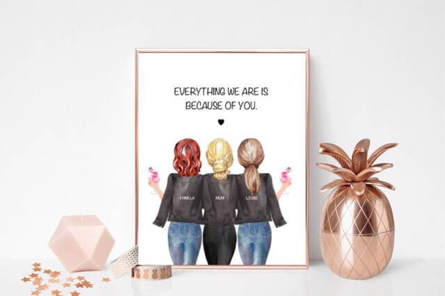 Personalised Mother Daughter Print Custom Bestie Gift - image 1