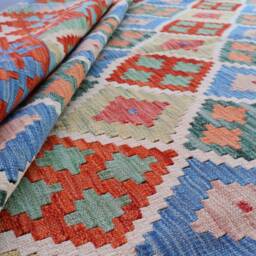 7x10 Afghan Kilim Rug, Large Handmade Veg Dyes Wool Flatweave Rug, Oriental Bedroom Orange Red Beige Green Blue, Rug - thumbnail 4