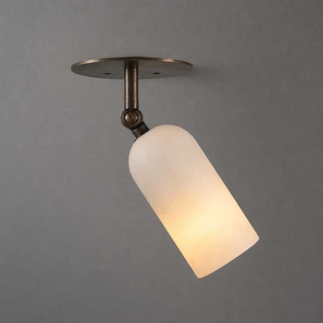 Handmade Brass Alabaster Spotlight - Mid Century Modern Adjustable Ceiling Light - image 1