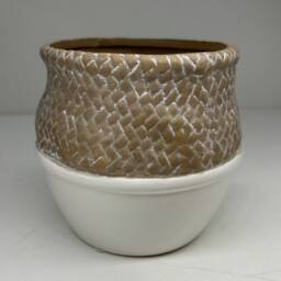 Ceramic Basket Weave Pot - Fits 9cm Plant - thumbnail 2