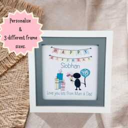 40Th Birthday Pebble Art Frame - Special Keepsake Picture Handmade People Artwork Unique Gift UK - thumbnail 2