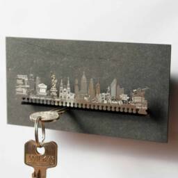 New York Skyline Key Rack - Steel Silhouette, Nyc Souvenir
