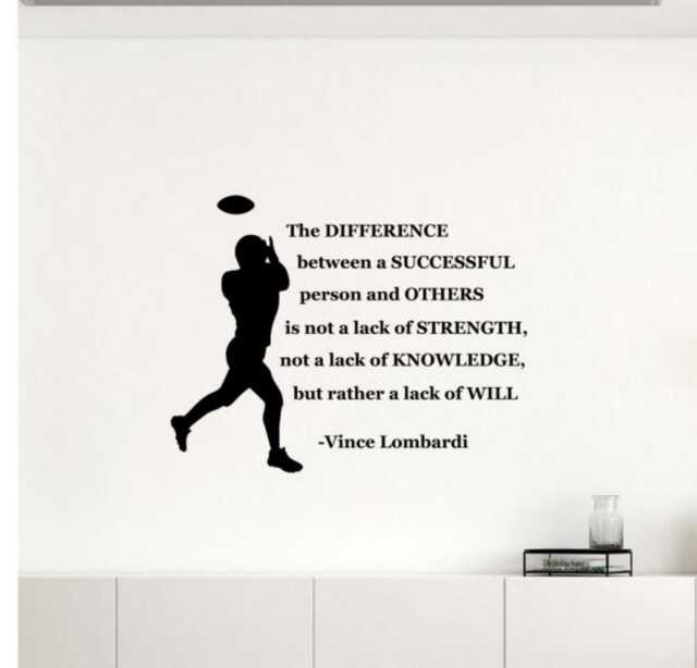 Vince Lombardi Quote Wall Decal Vinyl Sticker Football Player Legend Home Interior Removable Art Decor - 16Qts - image 1