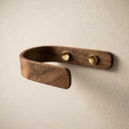 Curtain Holdbacks, Walnut, Decorative Tie Backs, Wooden Hooks, Brass Fittings - thumbnail 2