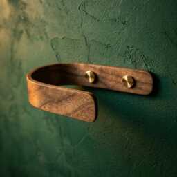 Curtain Holdbacks, Walnut, Decorative Tie Backs, Wooden Hooks, Brass Fittings - thumbnail 4
