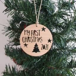 My First Christmas 2023 Wood Decoration-Ornament-Christmas Tree-Gift-Christmas Gift-Wooden-Bauble-1st Christmas-Keepsake - thumbnail 3