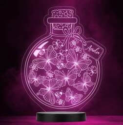 Bottle Bees Butterflies Ladybugs Tag Personalised Colour Change Lamp Night Light - thumbnail 1