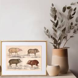 Vintage Pig Breeds Wall Art Print, Farmhouse Decor - thumbnail 3