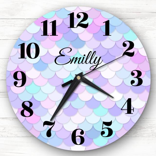 Mermaid Skin Tail Girls Room Custom Gift Personalised Clock - image 1