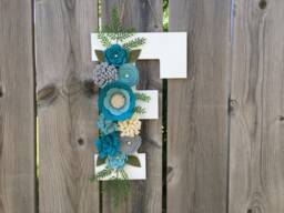 Monogram Wreath, Felt Flower Letter, Floral Baby Girl Nursery Monogram, Letters Wall Decor, Decor