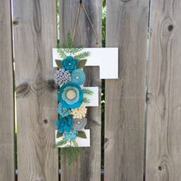 Monogram Wreath, Felt Flower Letter, Floral Baby Girl Nursery Monogram, Letters Wall Decor, Decor - thumbnail 4